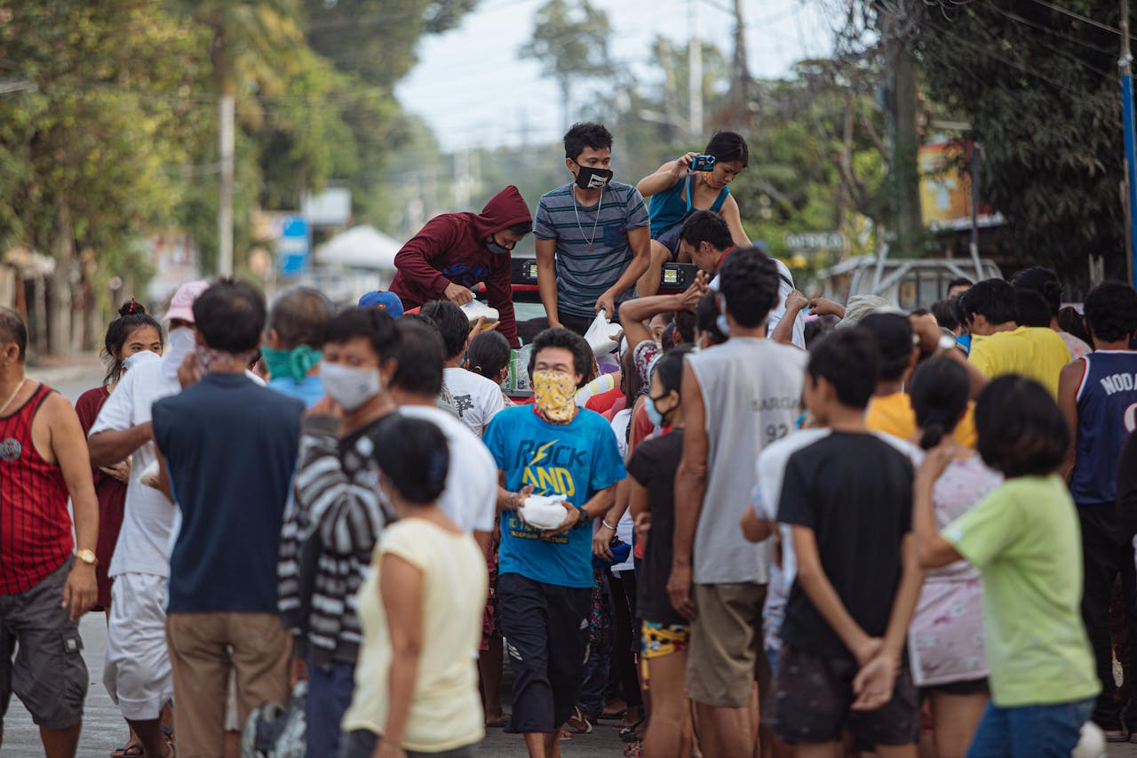 People Getting Relief Goods